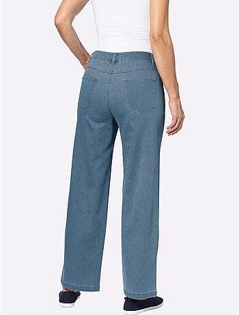Jean large décontracté avec fermeture à glissière et bouton - taille courte - moda vilona