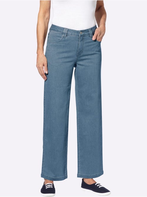 Jean large décontracté avec fermeture à glissière et bouton - Taille courte - Moda Vilona - Kiabi