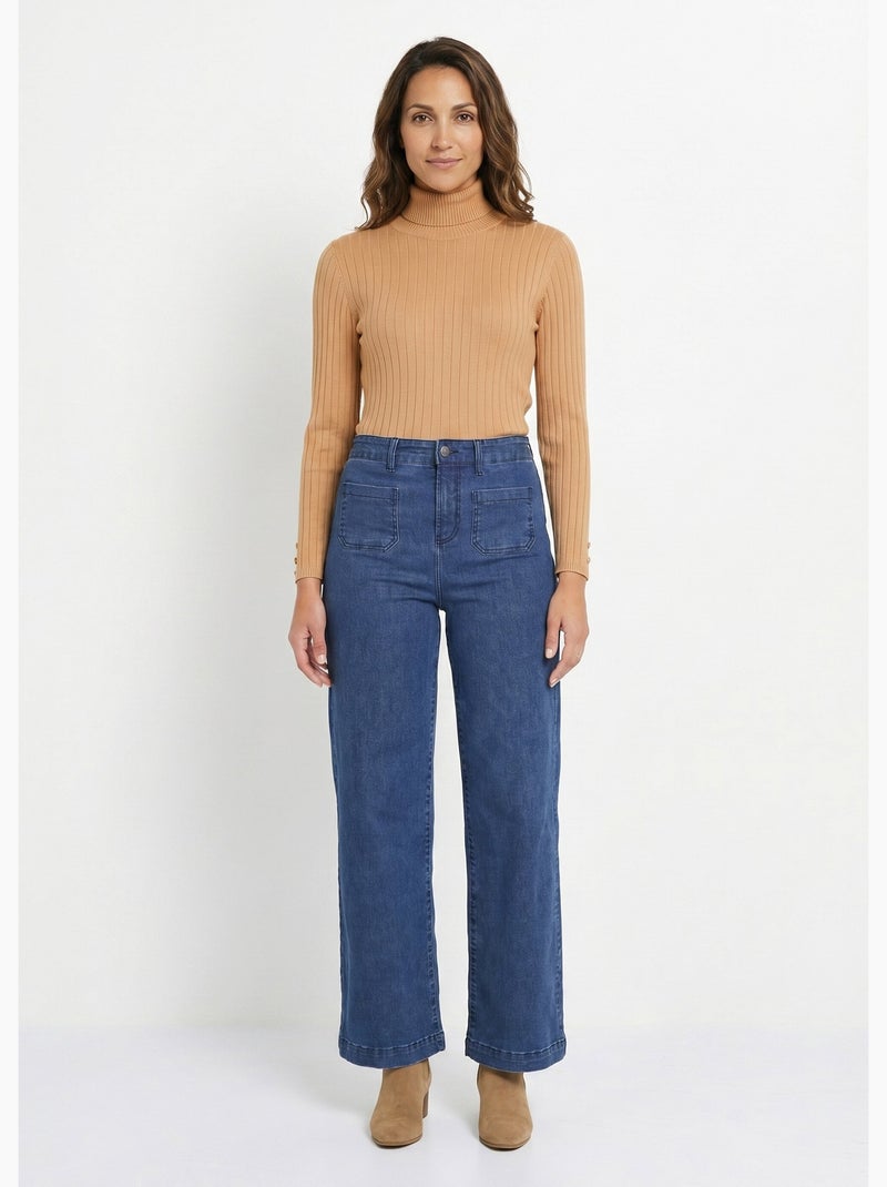 Jean large denim stretch - afibel Bleu stone - Kiabi