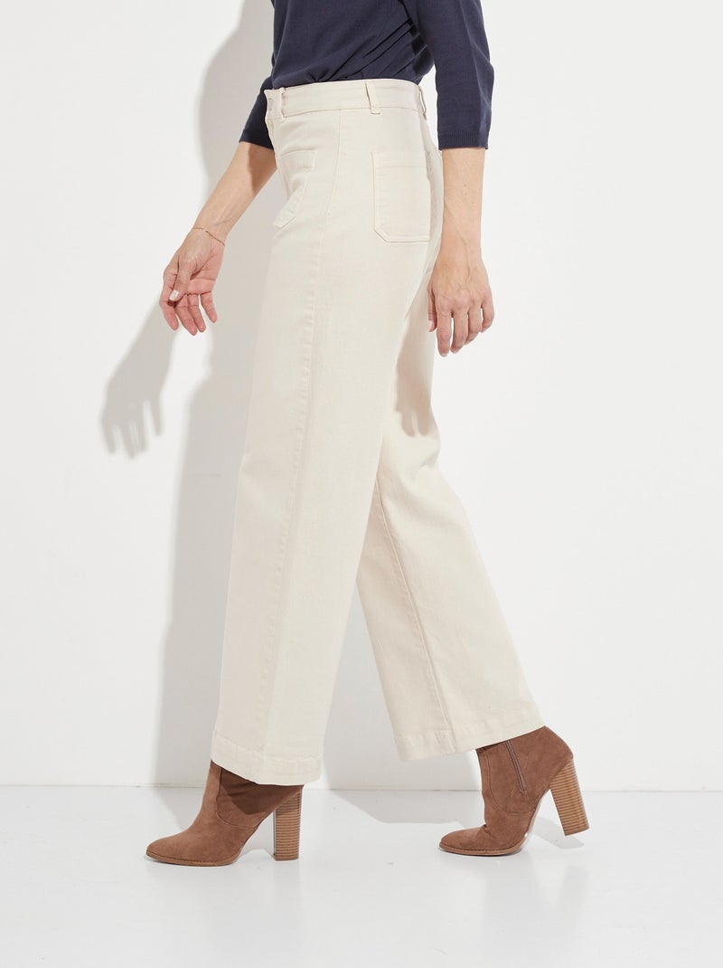 Jean large denim stretch - afibel Ecru - Kiabi