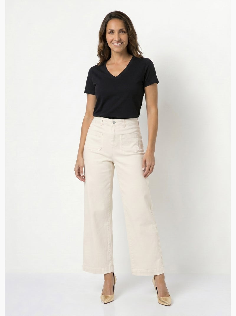 Jean large denim stretch - afibel Ecru - Kiabi