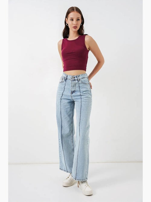 Jean large en coton à taille haute bdart - Kiabi