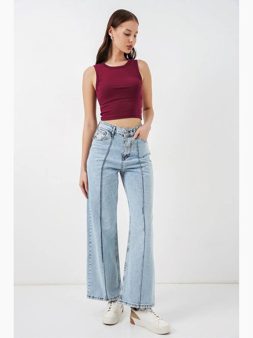 Jean large en coton à taille haute bdart - Kiabi