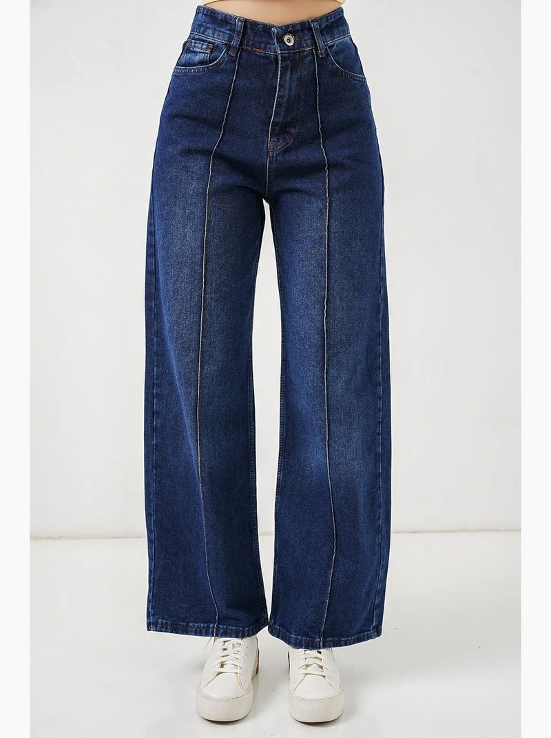 Jean large en coton à taille haute bdart Bleu outremer - Kiabi