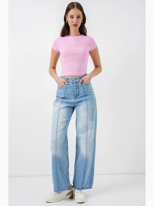 Jean large en coton à taille haute bdart - Kiabi