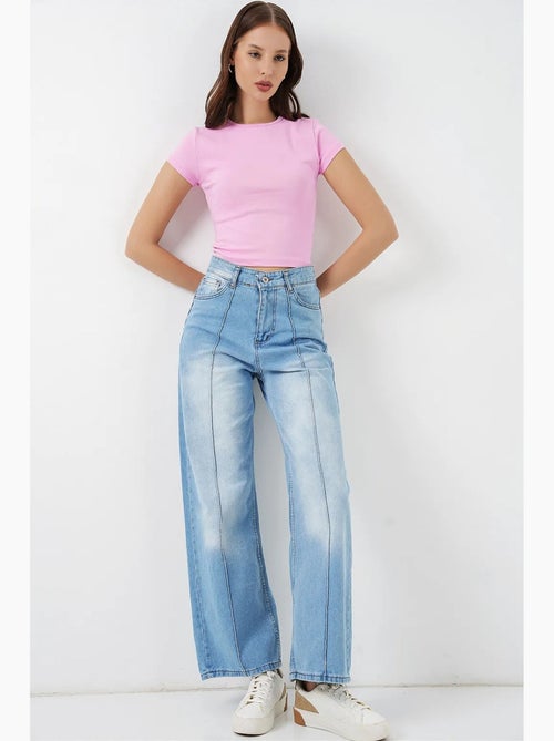 Jean large en coton à taille haute bdart - Kiabi