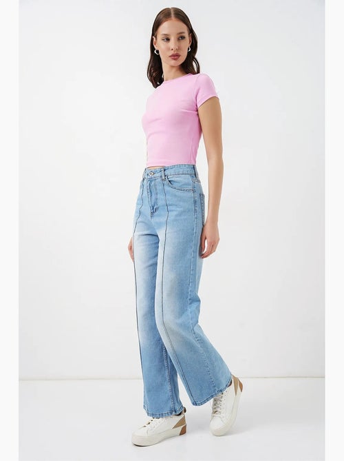 Jean large en coton à taille haute bdart - Kiabi