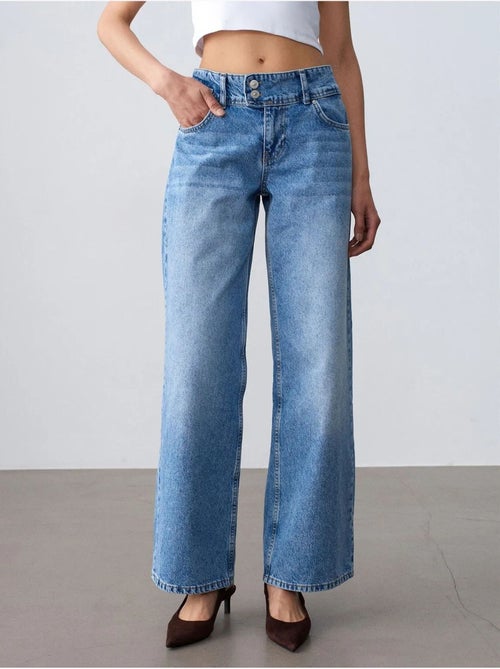 Jean Large En Coton À Taille Haute - Kiabi