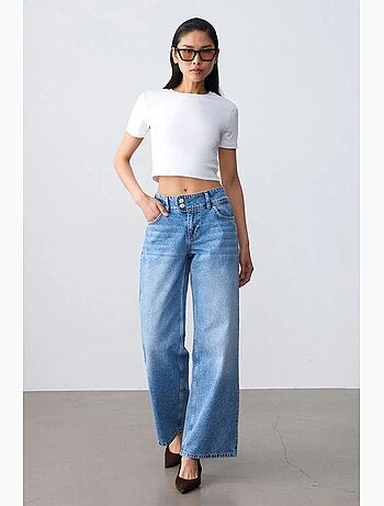 Jean large en coton à taille haute dilvin