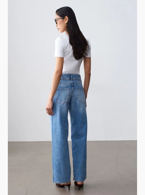 Jean large en coton à taille haute dilvin - Kiabi