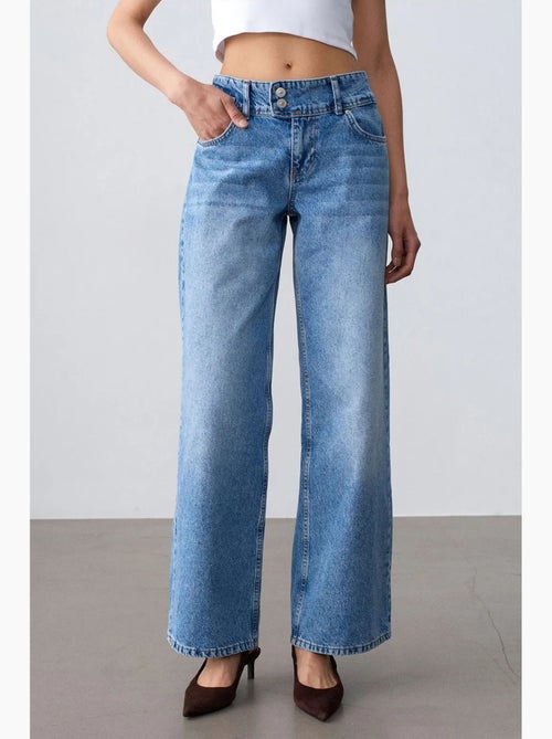 Jean large en coton à taille haute dilvin - Kiabi