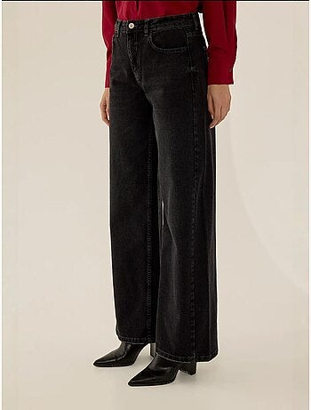 Jean large en denim à effet délavé et coutures apparentes hiccup