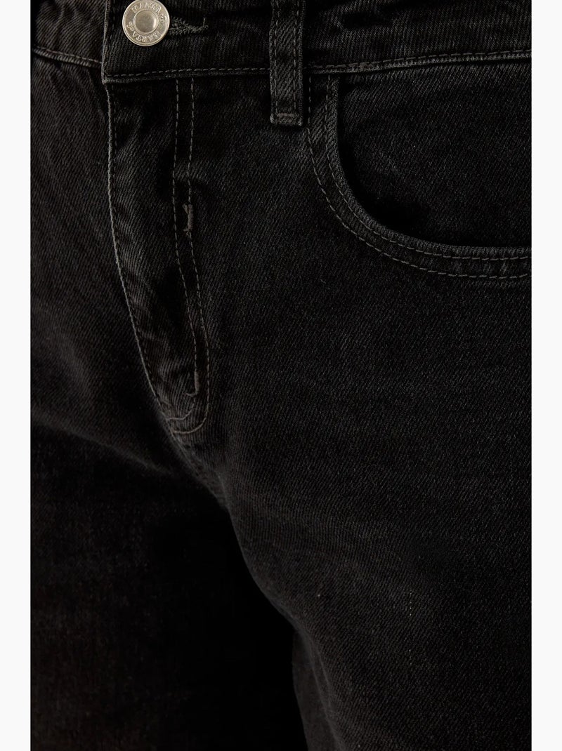 Jean large en denim à effet délavé et coutures apparentes hiccup Noir - Kiabi