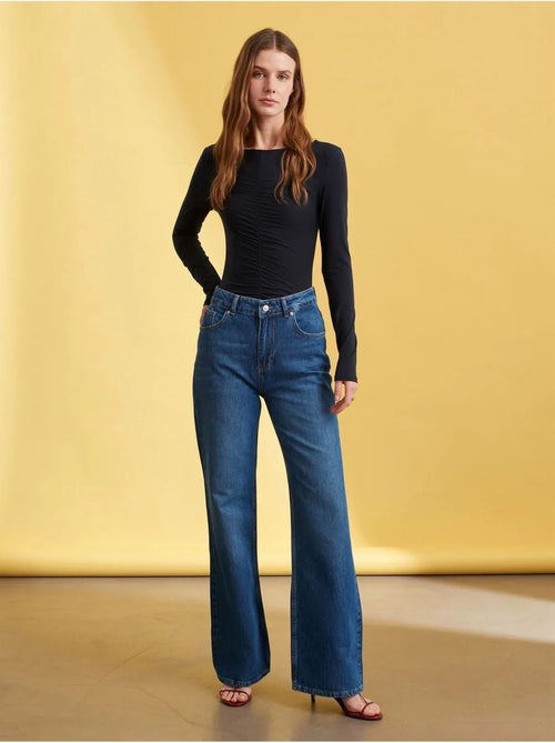 Jean Large En Denim À Taille Haute - Kiabi