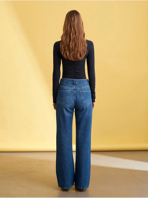 Jean Large En Denim À Taille Haute - Kiabi