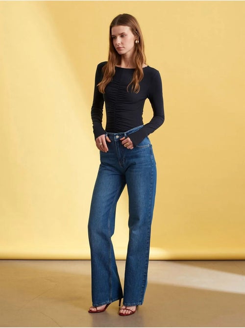 Jean Large En Denim À Taille Haute - Kiabi