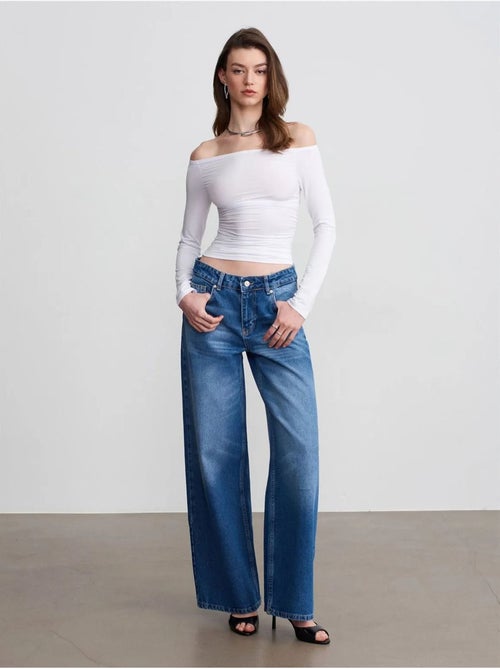 Jean Large En Denim De Coton À Taille Basse - Kiabi