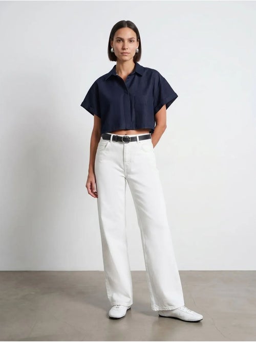 Jean Large En Denim De Coton À Taille Haute - Kiabi