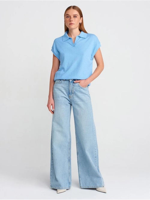Jean Large En Denim De Coton À Taille Haute - Kiabi