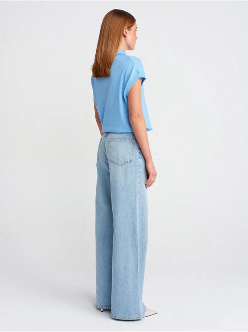 Jean Large En Denim De Coton À Taille Haute - Kiabi