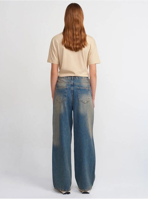 Jean Large En Denim De Coton À Taille Haute - Kiabi