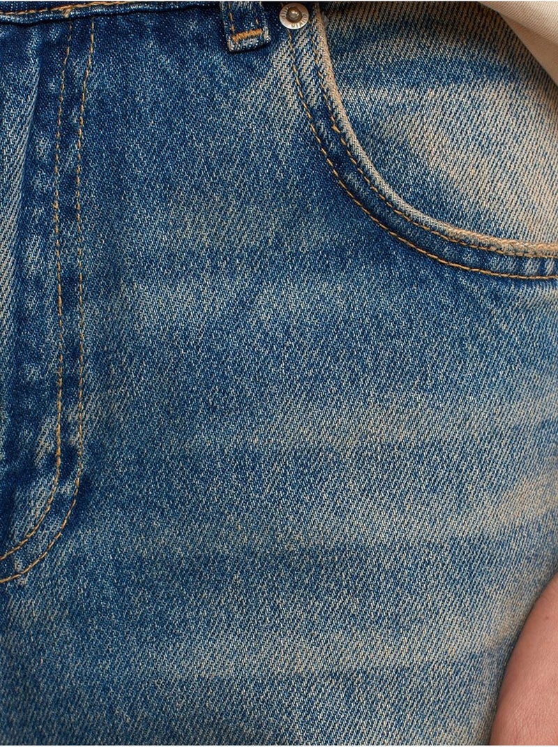 Jean Large En Denim De Coton À Taille Haute Bleu roi - Kiabi