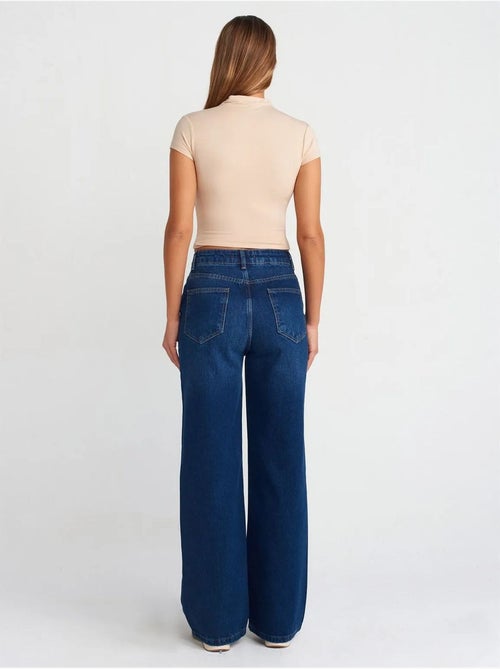 Jean Large En Denim De Coton À Taille Haute - Kiabi