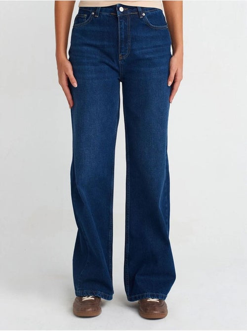 Jean Large En Denim De Coton À Taille Haute - Kiabi