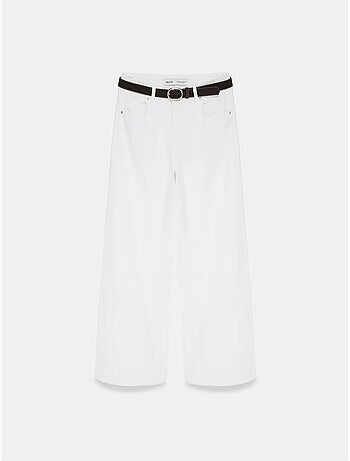 Jean large en denim de coton à taille haute dilvin