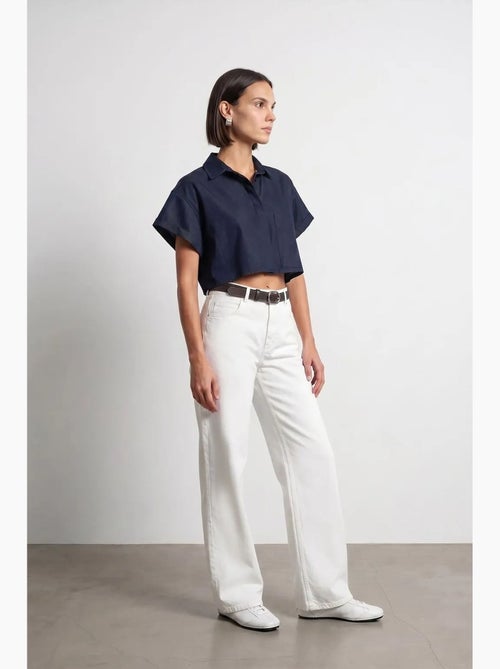 Jean large en denim de coton à taille haute dilvin - Kiabi Jean large en denim de coton à taille haute dilvin - Kiabi