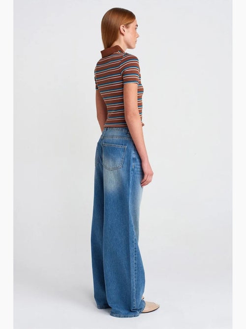 Jean large en denim de coton à taille haute dilvin - Kiabi Jean large en denim de coton à taille haute dilvin - Kiabi