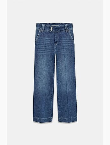 Jean large en denim de coton à taille haute dilvin