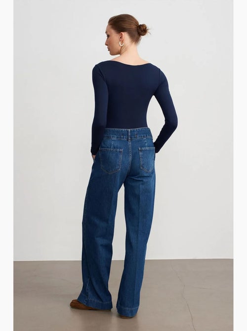 Jean large en denim de coton à taille haute dilvin - Kiabi