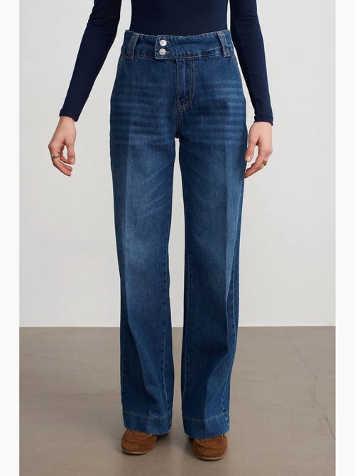 Jean large en denim de coton à taille haute dilvin - Kiabi