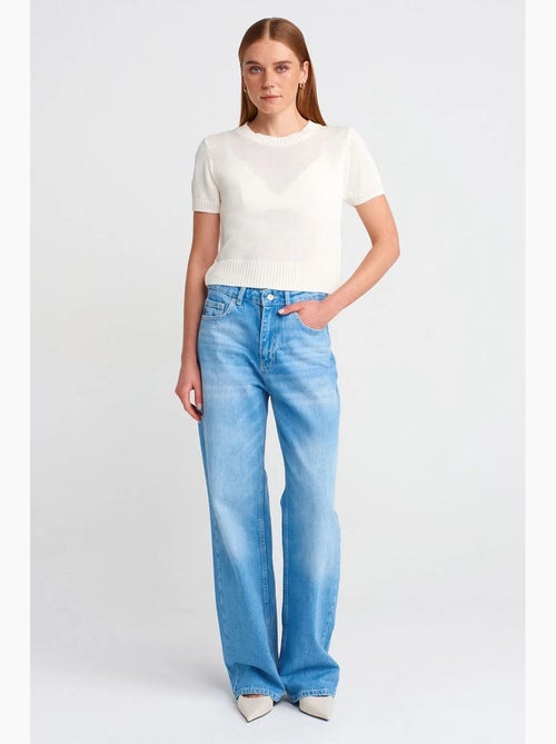 Jean large en denim de coton à taille haute dilvin - Kiabi Jean large en denim de coton à taille haute dilvin - Kiabi