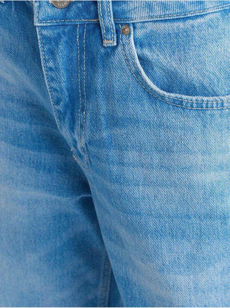 Jean large en denim de coton à taille haute dilvin Bleu saphir - Kiabi