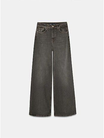 Jean large en denim de coton à taille haute dilvin