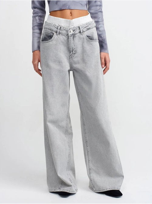 Jean Large En Denim De Coton À Taille Haute - Kiabi