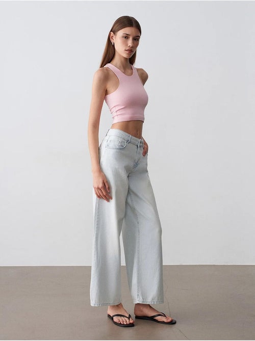 Jean large en denim de coton, taille basse dilvin - Kiabi Jean large en denim de coton, taille basse dilvin - Kiabi