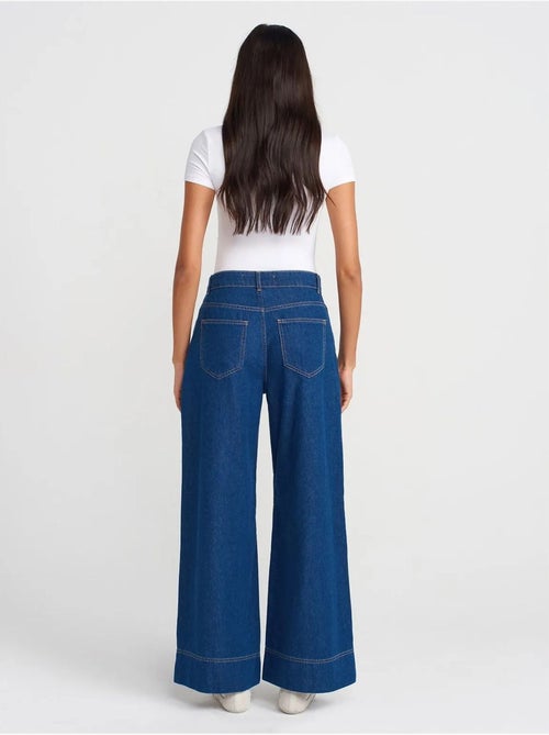 Jean Large En Denim De Coton, Taille Haute - Kiabi