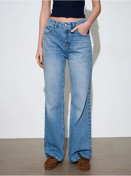 Jean Large En Denim De Coton, Taille Haute - Kiabi