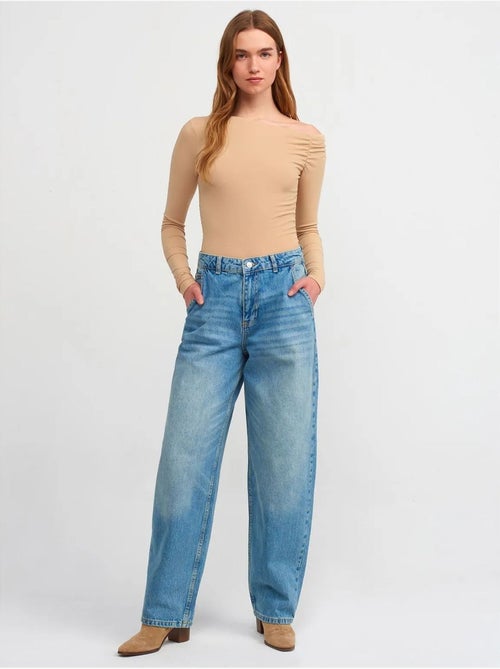 Jean Large En Denim De Coton, Taille Haute - Kiabi