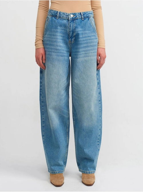 Jean Large En Denim De Coton, Taille Haute - Kiabi