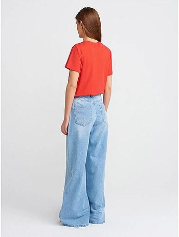 Jean large en denim de coton, taille haute dilvin