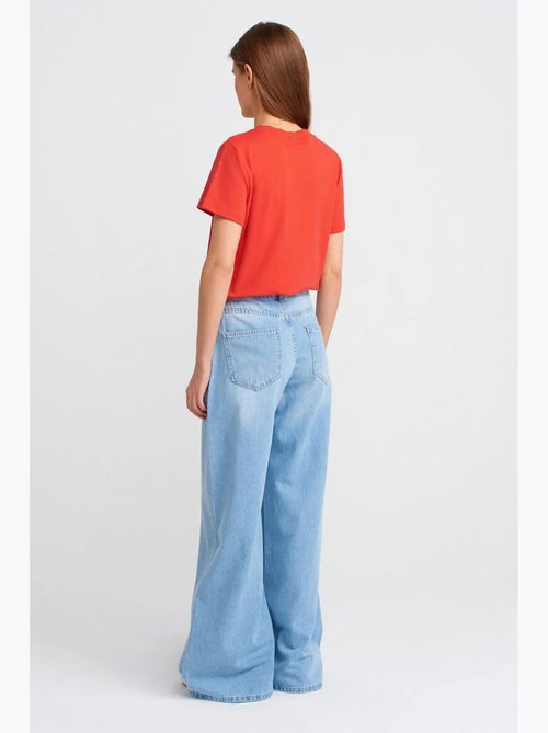 Jean large en denim de coton, taille haute dilvin - Kiabi Jean large en denim de coton, taille haute dilvin - Kiabi