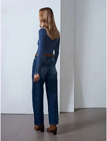 Jean large en denim de coton taille haute dilvin