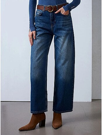 Jean large en denim de coton taille haute dilvin