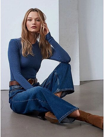 Jean large en denim de coton taille haute dilvin