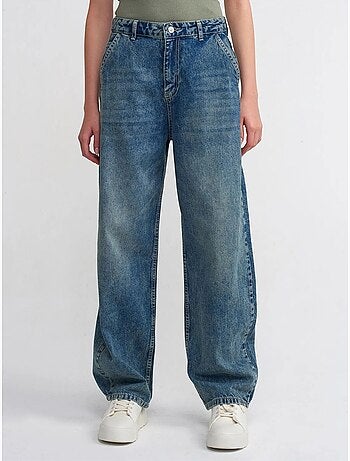 Jean large en denim de coton, taille haute dilvin