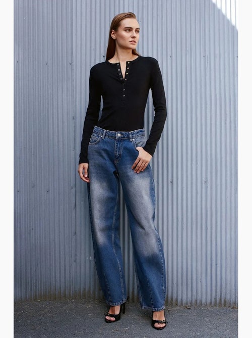 Jean large en denim de coton, taille haute dilvin - Kiabi Jean large en denim de coton, taille haute dilvin - Kiabi